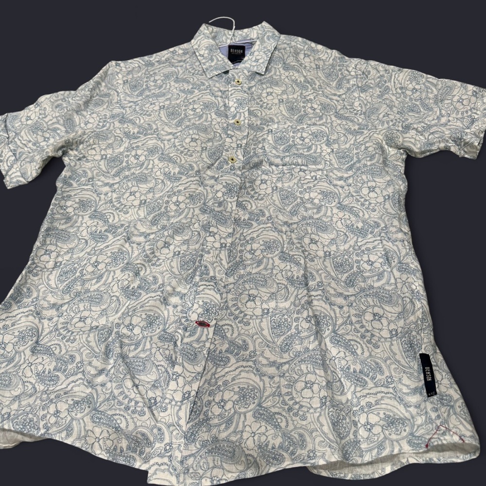 Men's Benson   Button Down Shirt - White and Blue